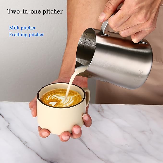 Pour Over Coffee Maker 304 Stainless Steel wIth 100 pcs Paper Filters &amp 600ml Milk Frothing Pitcher for Home &amp Camping