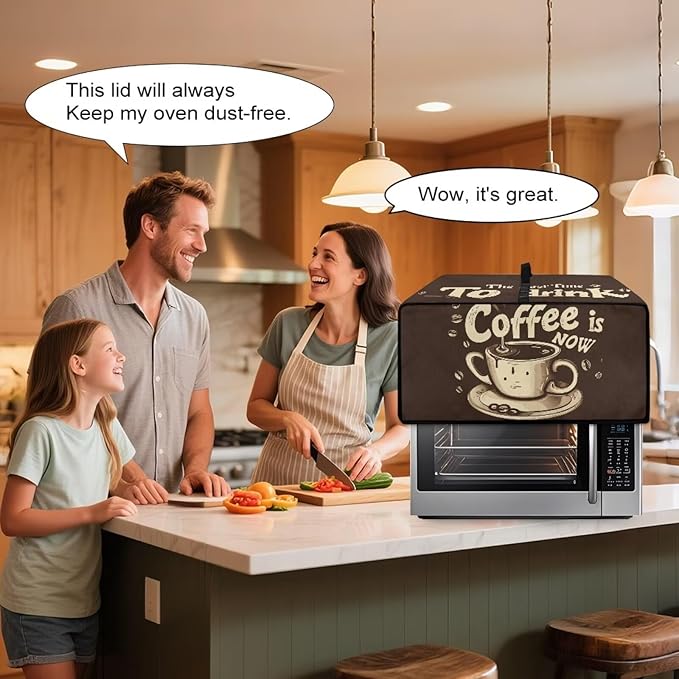 Doojoayie Dust Cover for Toaster Oven 6 Slice Small Appliance Covers Stain Resistant &amp Dustproof Kitchen Appliance Protector Coffee Print