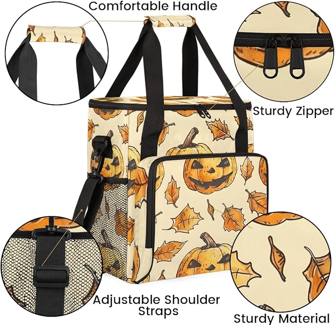 Halloween Pumpkin Coffee Maker Carrying Bag Mystical Pumpkin Travel Storage Bag Compatible with K-Mini or K-Mini Plus Single Serve Coffee Brewer Carrying Case with Multiple Pockets &amp Shoulder St