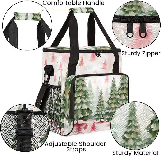 Xmas Christmas Tree Coffee Maker Carrying Bag Portable Travel Storage Tote Bag Compatible with K-Mini or K-Mini Plus Single Serve Coffee Brewer Carrying Case with Multiple Pockets &amp Shoulder Str