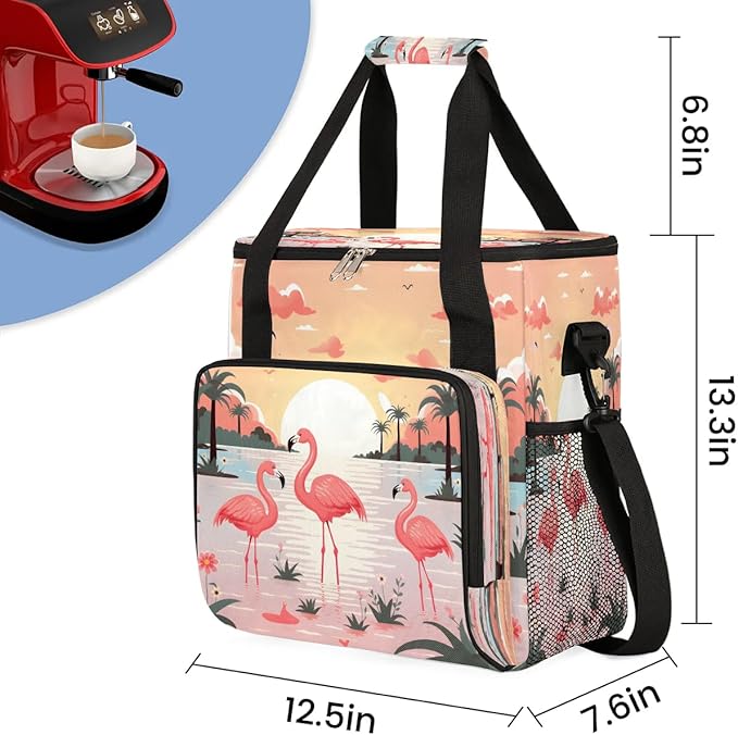 Flamingo Coffee Maker Carrying Bag for Keurig K-Mini or K-Mini Plus Storage Portable Coffee Maker Travel Bag