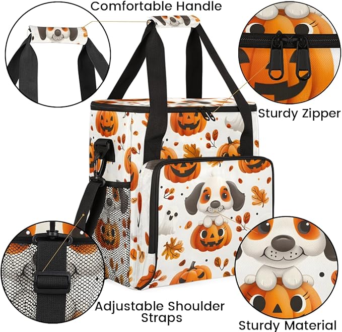 Retro Pumpkin Coffee Maker Carrying Bag Graffiti Pumpkin Travel Storage Bag Compatible with K-Mini or K-Mini Plus Single Serve Coffee Brewer Carrying Case with Multiple Pockets &amp Shoulder Strap