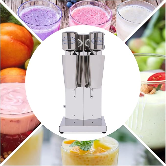 Milk Shaker Machine Commercial Stainless Steel Milk Shaking Machine Double Head Drink Mixer 110V 16000RMP High Speed Electric Silent Milk Shake Machine with Two 800ml Cups(Double Head 16000rpm)