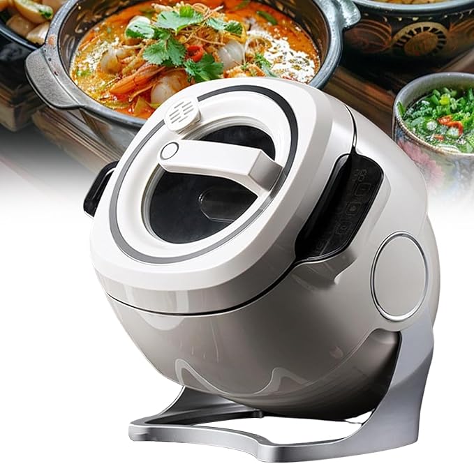 Automatic Stir Fry RobotAutomatic Cooking Wok Fried Rice Machine 6l Automatic Cooking Pot110v/220vAdjustable Speed 360°Three-Level Adjustable Mode for Stir Frying StewingCooking(110V)