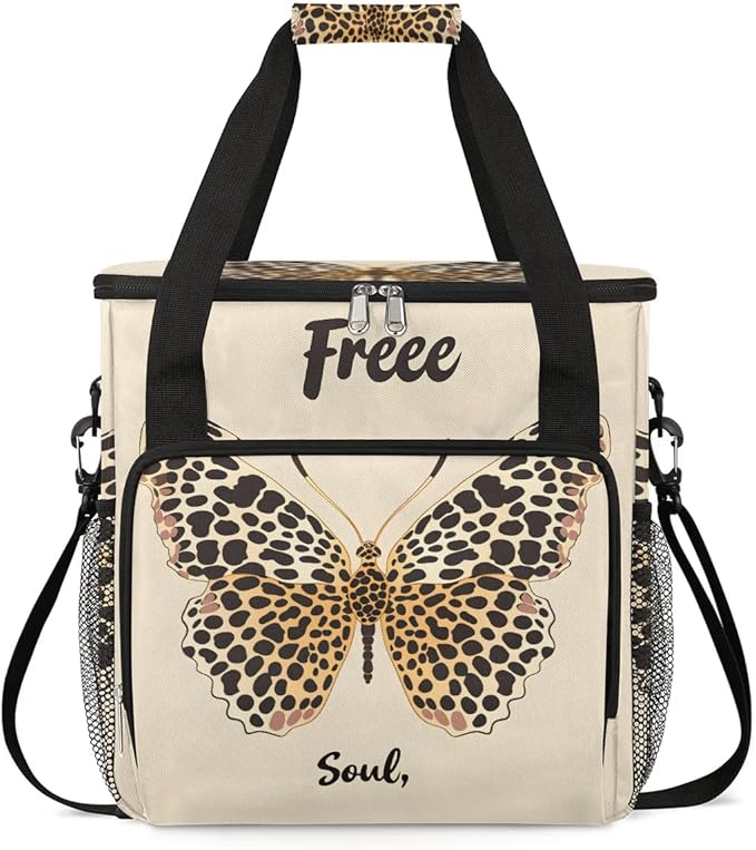 Coffee Maker Carrying Bag Leopard Butterfly Single Cup Coffee Maker Travel Bag Compatible with Keurig K-Mini or K-Mini Plus Portable Storage Bag with Shoulder StrapAZ-202