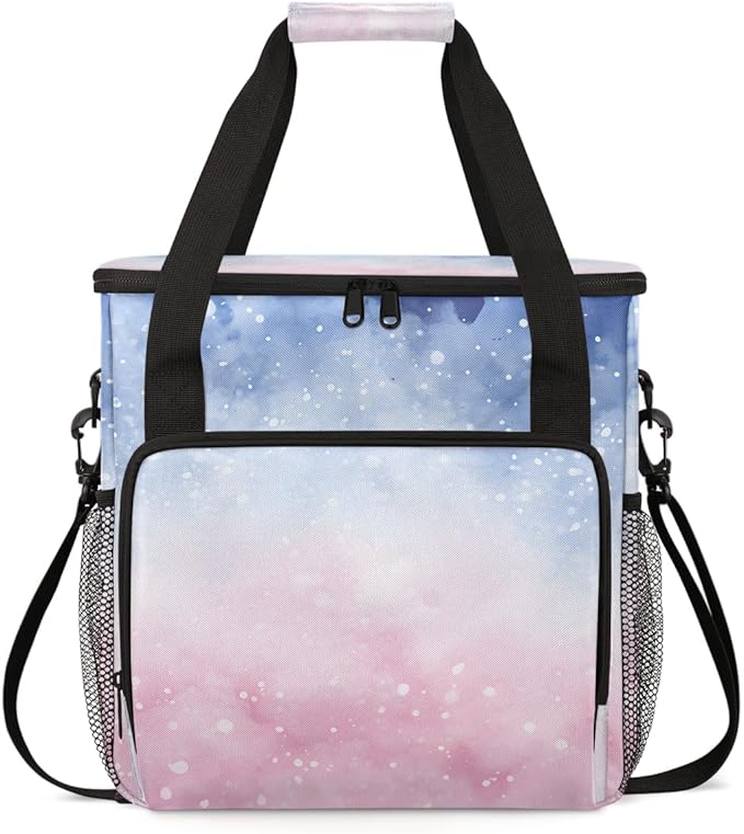 Glitter Coffee Maker Carrying Bag Pink Blue Portable Travel Storage Tote Bag Compatible with K-Mini or K-Mini Plus Single Serve Coffee Brewer Carrying Case with Multiple Pockets &amp Shoulder Strap