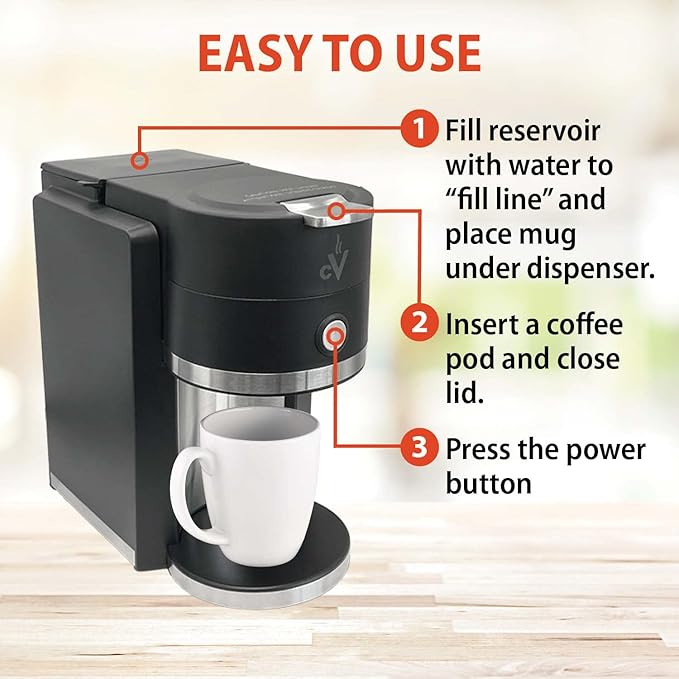 Café Valet Barista Single Serve Coffee Maker Compatible with K-Cup Coffee Pods Compact Design