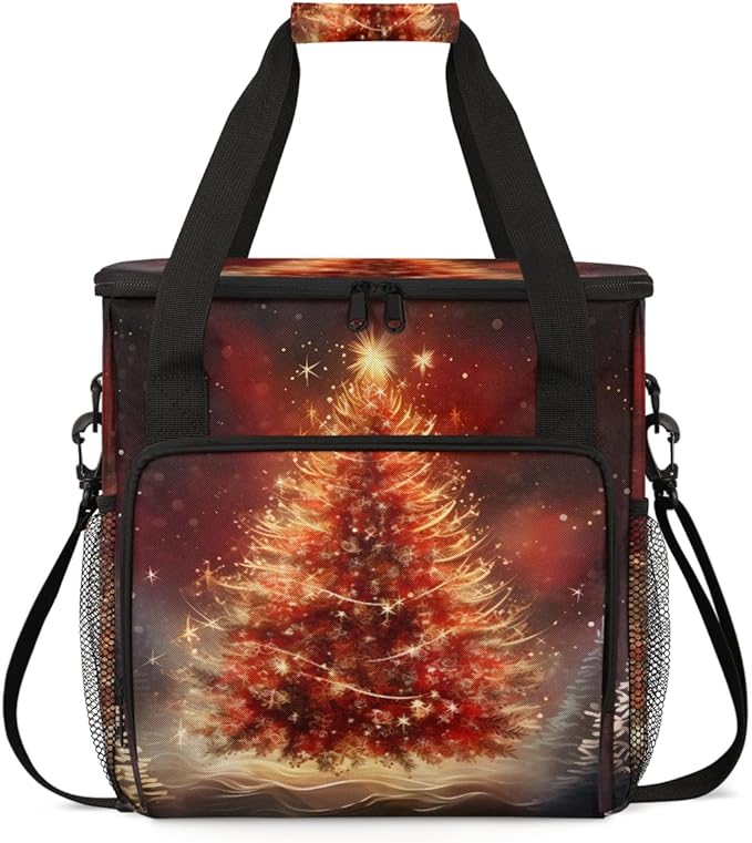 Xmas Tree Coffee Maker Carrying Bag Retro Tree Portable Travel Storage Tote Bag Compatible with K-Mini or K-Mini Plus Single Serve Coffee Brewer Carrying Case with Multiple Pockets &amp Shoulder St