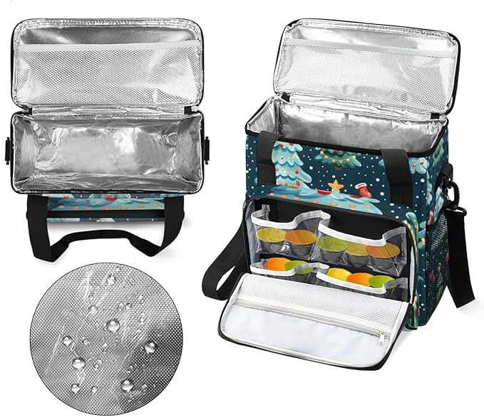Christmas Festivals Coffee Maker Carrying Bag Xmas Tree Travel Storage Bag Compatible with K-Mini or K-Mini Plus Single Serve Coffee Brewer Carrying Case with Multiple Pockets &amp Shoulder Strap