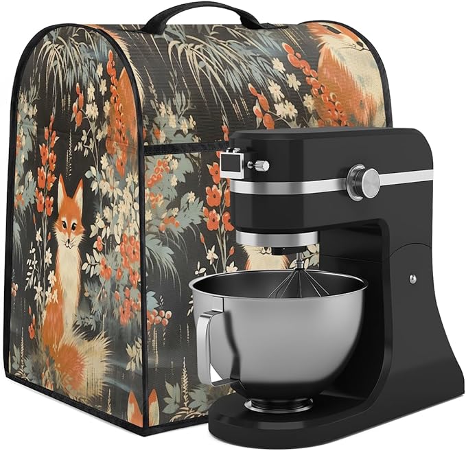 cfpolar Kitchen Aid Mixer Cover Compatible with 6-8 Quarts Animal Fox Flower Stand Mixer Cover Kitchen Aid Mixers Accessories Appliance Organizer Bag Dust Covers with Zipper Pocket
