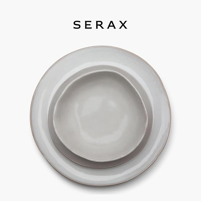 Serax 12-Piece Dinnerware Set for 4 | La Mère tableware by Marie Michielssen | 4 white Dinner Plates 4 Small Plates 4 Bowls | Stoneware Home Kitchen Essentials Sets | Dishware and Dishes