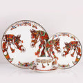 European Style Dinnerware Set Service for 6 Bone China Dinnerware Sets Unbreakable Porcelain Dinner Sets Coffee Cup and Saucer Tableware Set Steak Dinner Plates Dish Set Triumph Horse-4