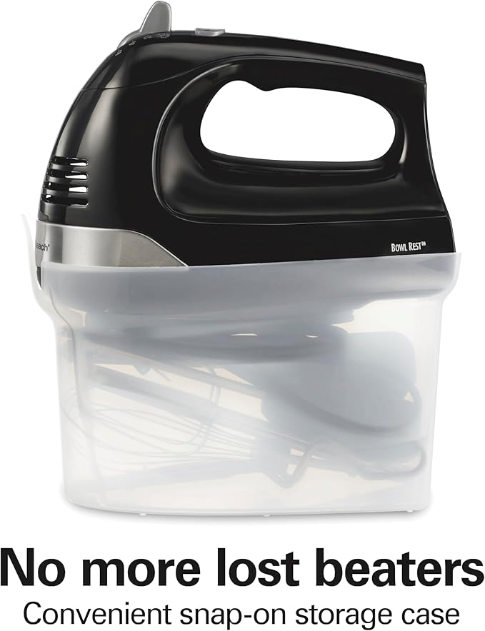 Hamilton Beach 6-Speed Hand Mixer with Storage Case Whisk &amp Hooks Bundle with 40oz Wave Action Blender
