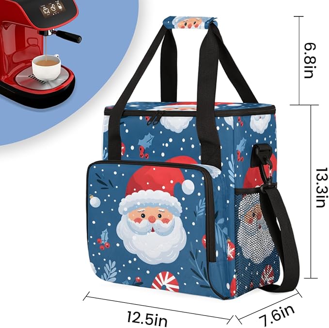Mystical Santa Claus Coffee Maker Carrying Bag Fantastic Santa Claus Travel Storage Bag Compatible with K-Mini or K-Mini Plus Single Serve Coffee Brewer Carrying Case with Pockets &amp Shoulder Str