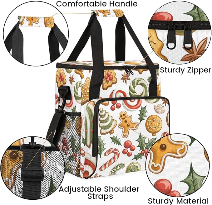 Bright Gingerbread Man Coffee Maker Carrying Bag Travel Storage Bag Compatible with K-Mini or K-Mini Plus Single Serve Coffee Brewer Carrying Case with Multiple Pockets &amp Shoulder Strap