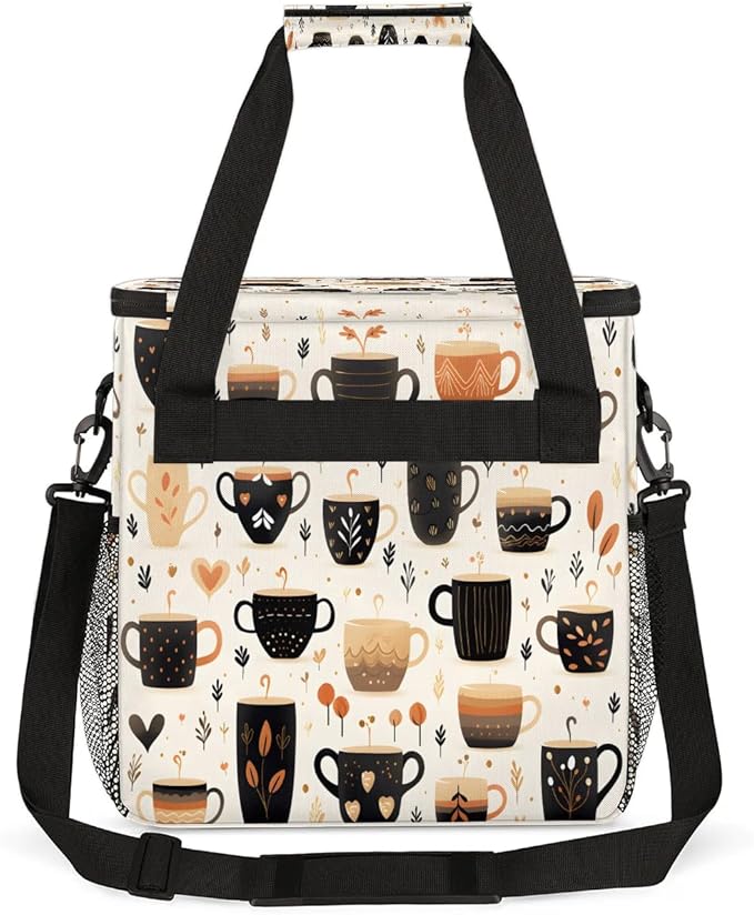 Coffee Print Coffee Maker Carrying Bag for Keurig K-Mini or K-Mini Plus Storage Portable Coffee Maker Travel Bag