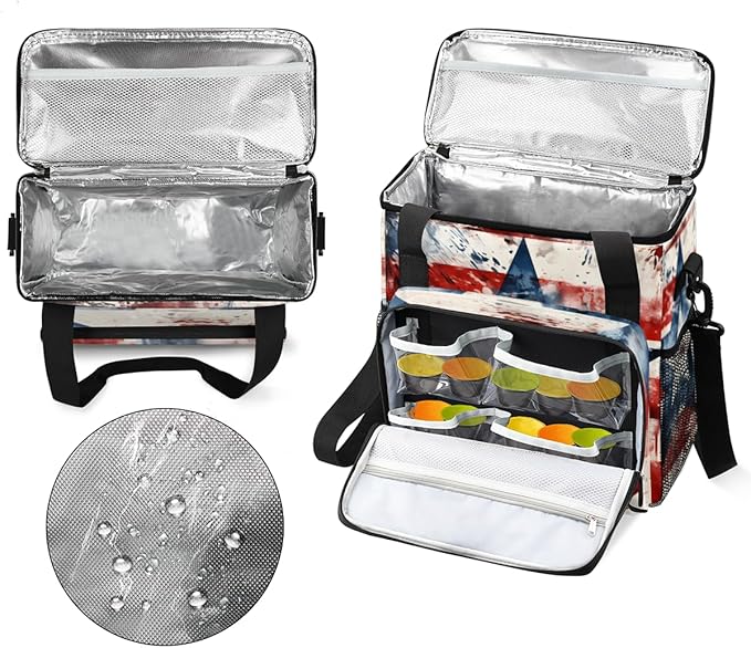 Starry Stripes 4th of July Coffee Maker Carrying Bag Travel Storage Bag Compatible with K-Mini or K-Mini Plus Single Serve Coffee Brewer Carrying Case with Multiple Pockets &amp Shoulder Strap
