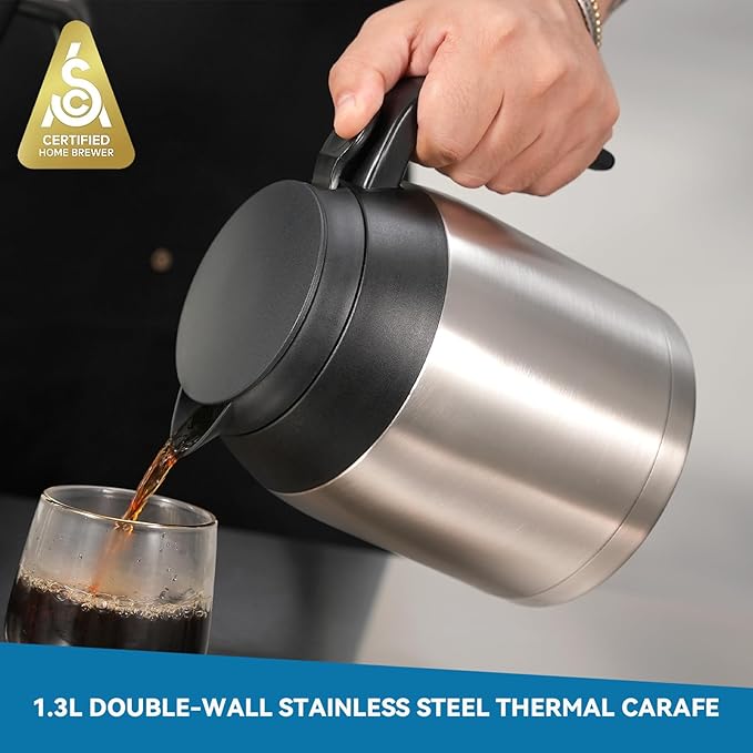 Bonavita 8 Cup Drip Coffee Maker Machine One-Touch Pour Over Auto Pause Brewing with Stainless Steel Double Wall Thermal Carafe SCA Certified Dishwasher Safe BV1901TS