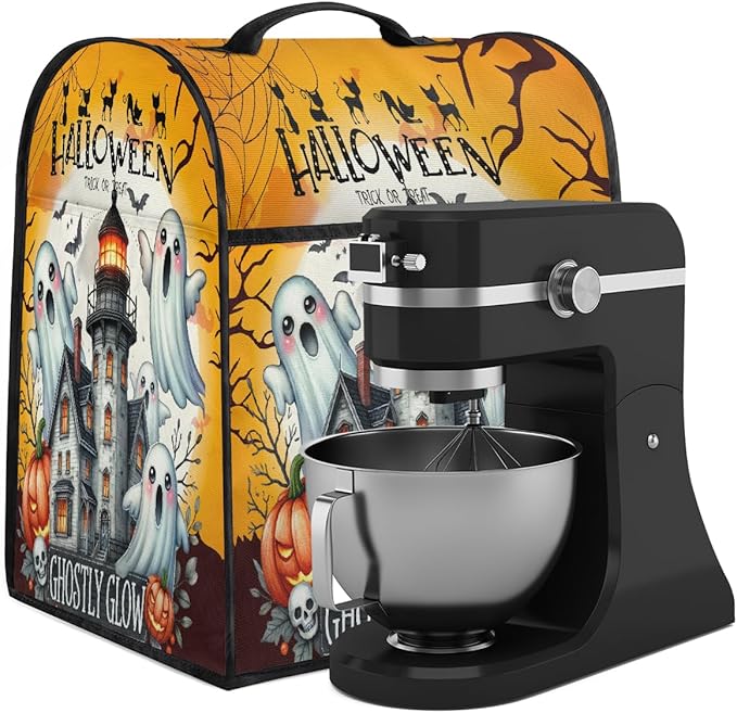 cfpolar Kitchen Aid Mixer Cover Compatible with 6-8 Quarts Halloween Ghost Castle Moon Stand Mixer Cover Kitchen Aid Mixers Accessories Appliance Organizer Bag Dust Covers with Zipper Pocket