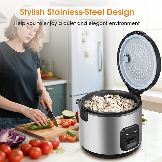 Rice Cooker &amp Steamer Simple 6 Cup(Uncooked)/12 Cup (Cooked)With Steaming BasketCompact Electric Rice Cooker Non-Stick Inner Pot For SoupsStewsGrains&ampOatmealOne Touch &amp Keep Warm Funct