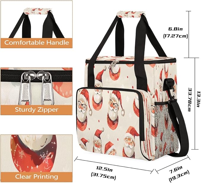 Christmas (685) Coffee Maker Carring Bag Travel Carrying Storage Tote Bag Compatible with Keurig K-Mini or K-Mini Plus Portable Single Serve Coffee Brewer Case with Pockets for K-cup Pods