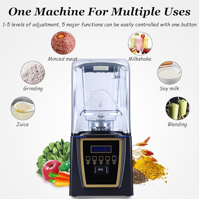 Commercial Quiet Blender 1800 W Professional Countertop Blender with 70oz Pitcher And Self-Cleaning Functional 30000r/min Soundproof Smoothie Machine110V