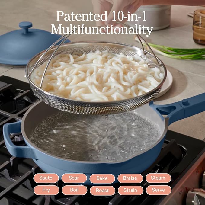 Our Place Always Pan Duo - Standard &amp Mini Always Pan 2.0 Bundle | Multi-Functional Cookware Set Replaces 20 Pieces | Blue Salt