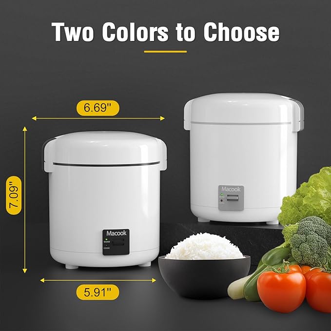 Mini Rice Cooker 1-1.5 Cups Uncooked(3 Cups Cooked) Rice Cooker Small with Bento Box Removable Nonstick Pot One Touch&ampKeep Warm Function Portable Cooker for Soup Grain Oatmeal Veggie Black