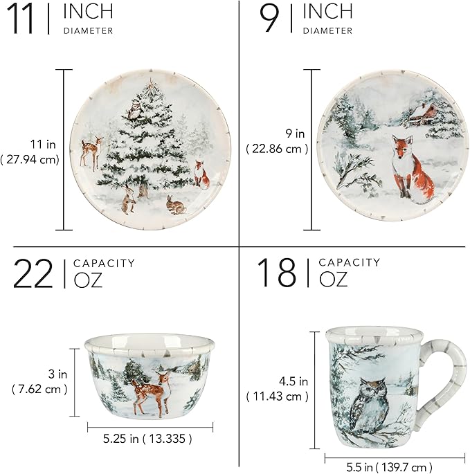 Certified International Winter Frost 16 Pc Dinnerware Set Service for 4