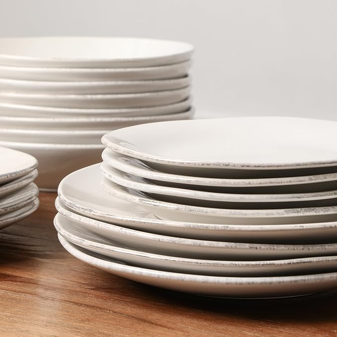 Stone Lain Essence 6-Piece Dinnerware Set Stoneware Plates and Bowls Set Dishwasher and Microwave Safe Dish Set for 2 White