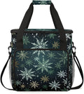 Xmas Snowflakes Coffee Maker Carrying Bag Magical Snowflakes Travel Storage Bag Compatible with K-Mini or K-Mini Plus Single Serve Coffee Brewer Carrying Case with Multiple Pockets &amp Shoulder St