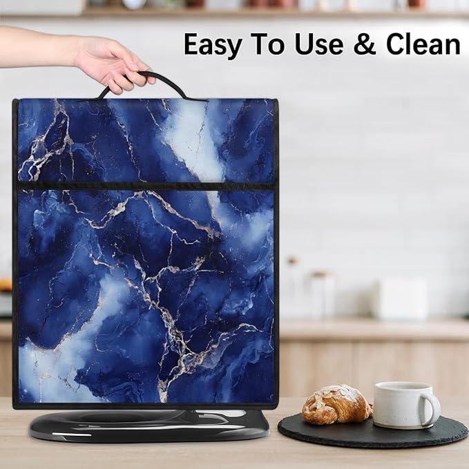 cfpolar Kitchen Aid Mixer Cover Compatible with 6-8 Quarts Blue Marble Pattern Stand Mixer Cover Kitchen Aid Mixers Accessories Appliance Organizer Bag Dust Covers with Zipper Pocket
