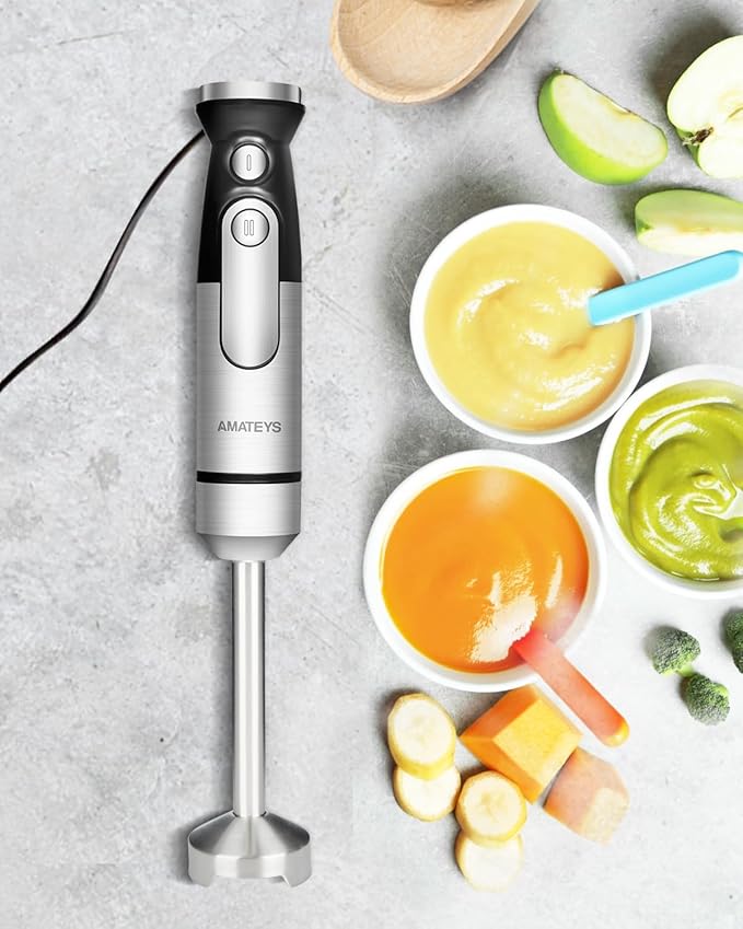 Immersion Blender Handheld700W Hand Mixer Infinitely Variable SpeedsMulti-function Stainless Steel Stick Electric Kitchen Smoothie Blender with Detachable Whisk Milk Frotherfor Soup Puree