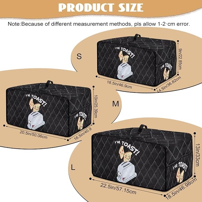 Doojoayie Small Appliance Cover 4 Slice Toaster Dust Protection Cover Bread Machine Protector Gift for Mother Wife Women Cook  Little Toaster Peolple  Print