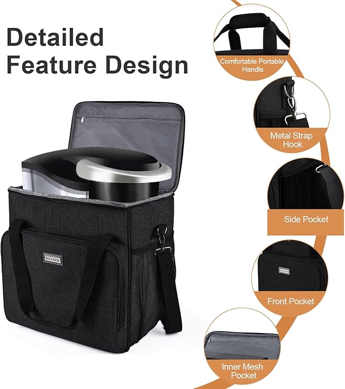 BAGLHER Coffee Maker Travel Bag Compatible with Keurig K-Classic、Keurig K-Elite、Keurig K-Compact or Other Accessories Portable Coffee Maker Case with Shoulder Strap for Travel Black