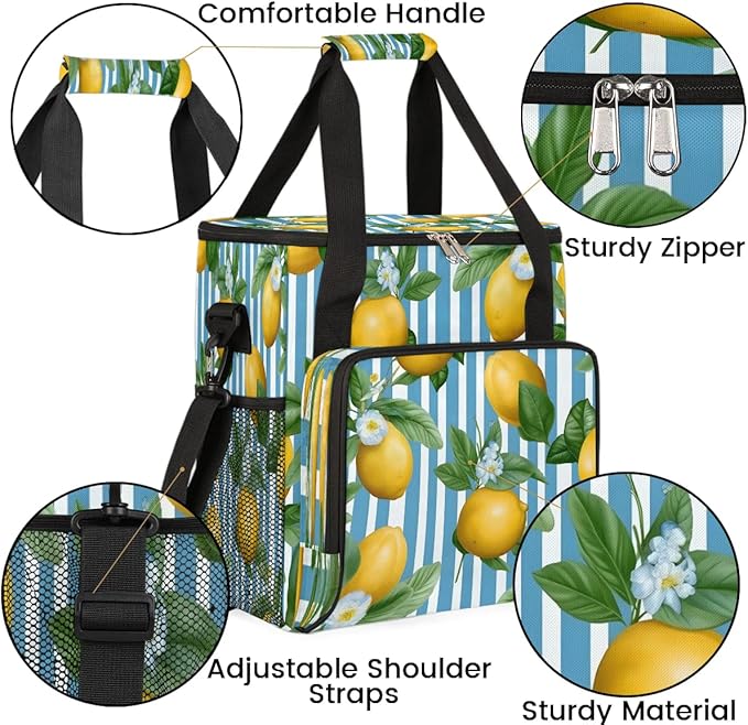 Stripes Lemon Coffee Maker Carrying Bag for Keurig K-Mini or K-Mini Plus Storage Portable Coffee Maker Travel Bag