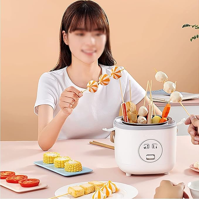 Mini Rice Cooker Non-Stick Inner Pot Intelligent Insulation Make Rice &amp Steam Healthy Food &amp Vegetables for 1-2 People (B) (A)