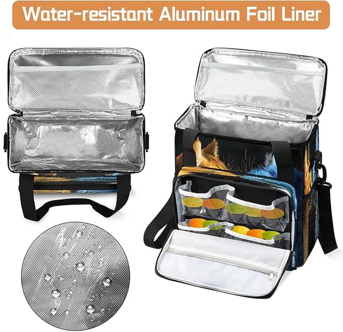 Fire Cat Ice Cat Cartoon Coffee Maker Carring Bag Travel Carrying Storage Tote Bag Compatible with Keurig K-Mini or K-Mini Plus Portable Single Serve Coffee Brewer Case with Pockets for K-cup Pods