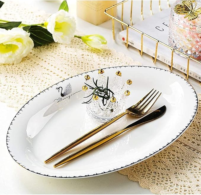 Porcelain Dinnerware Sets Plates and Bowls Sets 60-Pieces Luxury Dinnerware Sets - Dinner Plates and Bowls Sets Ceramic Dishes Set Service for 12