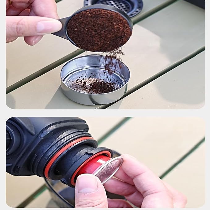 Portable Coffee Maker 2 in 1 Small Travel Coffee Machine Manually Operated for Ground Coffee &amp Capsule15 Bar Small Handheld Coffee Machine for Camping Travelor Office Use