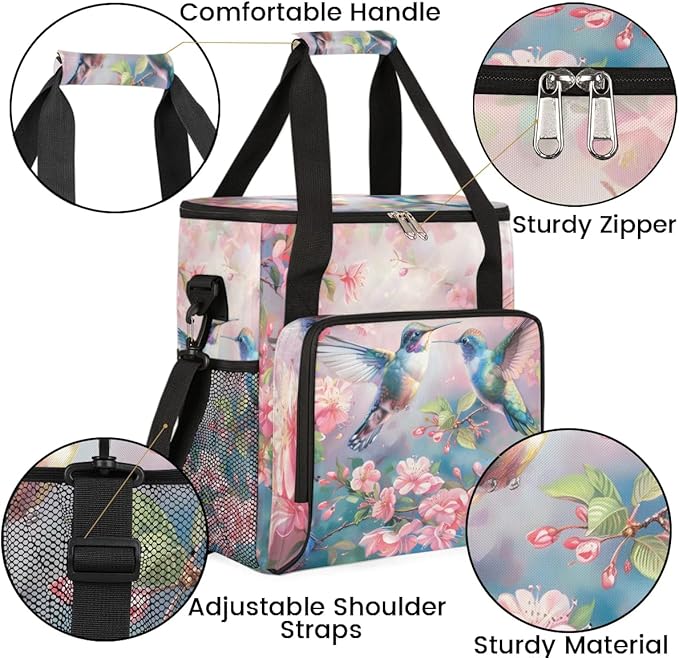 Coffee Maker Carrying Bag Hummingbird Floral Single Cup Coffee Maker Travel Bag Compatible with Keurig K-Mini or K-Mini Plus Portable Storage Bag with Shoulder StrapAZ-201