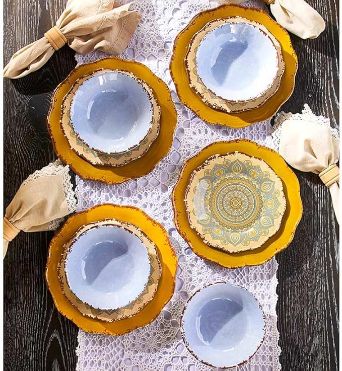 Mandala Melamine 12-Pc. Dinnerware Set
