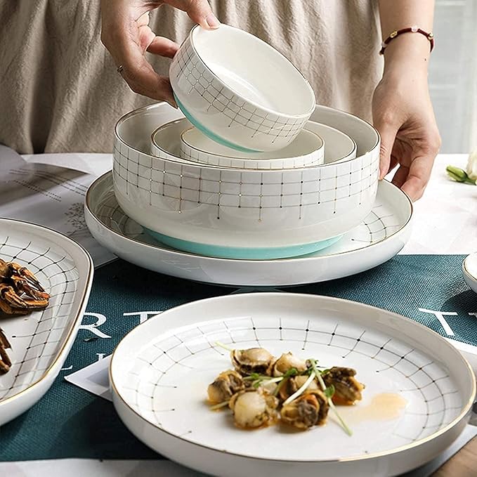 Dinnerware Sets Dish SetHigh-End Dinner SetCeramics Dinner Sets40 Pieces Light Luxury Steak Plate Dessert Dish and Coffee Cup | Porcelain