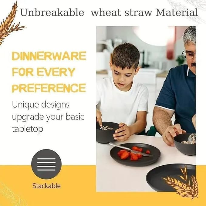 Modern Black Dinnerware Set for 8-16 Piece Kitchen Essentials with Plates Bowls &amp Mugs Minimalist Dish Set for New Apartment &amp Black Kitchen Decor