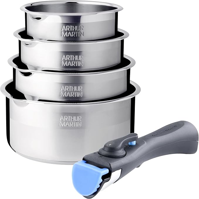 Arthur Martin - AM7457 Stainless Steel cookware Set with Removable Handle