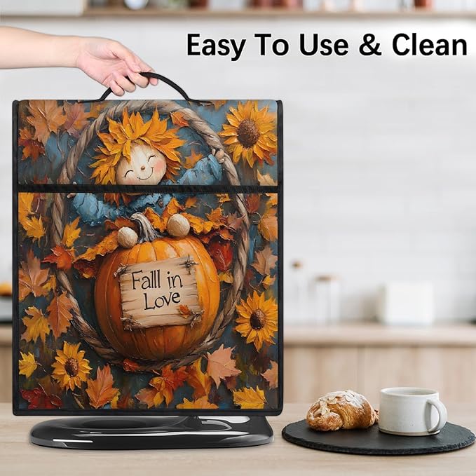 cfpolar Kitchen Aid Mixer Cover Compatible with 6-8 Quarts Pumpkin Fall Scarecrow Stand Mixer Cover Kitchen Aid Mixers Accessories Appliance Organizer Bag Dust Covers with Zipper Pocket