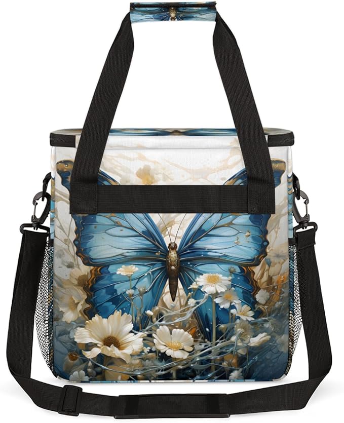 Retro Butterfly Coffee Maker Carrying Bag Abstract Butterfly Travel Storage Bag Compatible with K-Mini or K-Mini Plus Single Serve Coffee Brewer Carrying Case with Multiple Pockets &amp Shoulder St