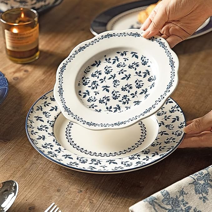 Dinnerware Set Blue Manor Ceramic Dishware Set (12)
