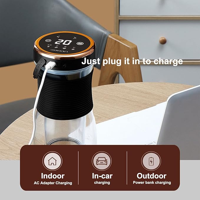 Electric Cold Brew Coffee Maker Iced Tea &amp Coffee Maker 10-minute Rapid Extraction 600 ml Glass Coffee Pot 4 Brewing Strength Settings Wireless Charging Portable &amp Convenient