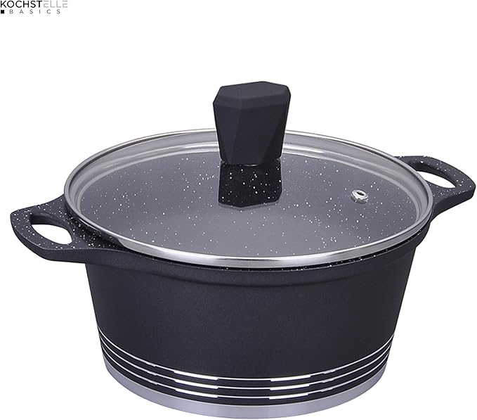 Non Stick Cookware Set Marble 13Pieces Black Kochstelle Basics… (Black)